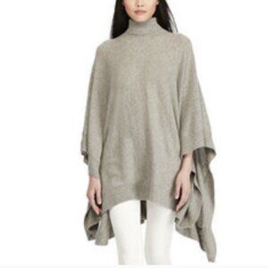 Polo Ralph Lauren 100% Cashmere Turtleneck Poncho Sweater Pullover Size Large